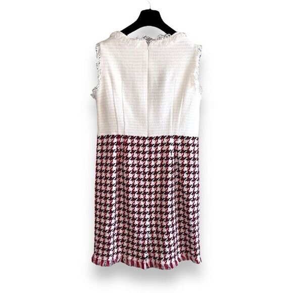 NWT Oscar De La Renta Bicolor Houndstooth Tweed Dress Sz 12 - Picture 8 of 10
